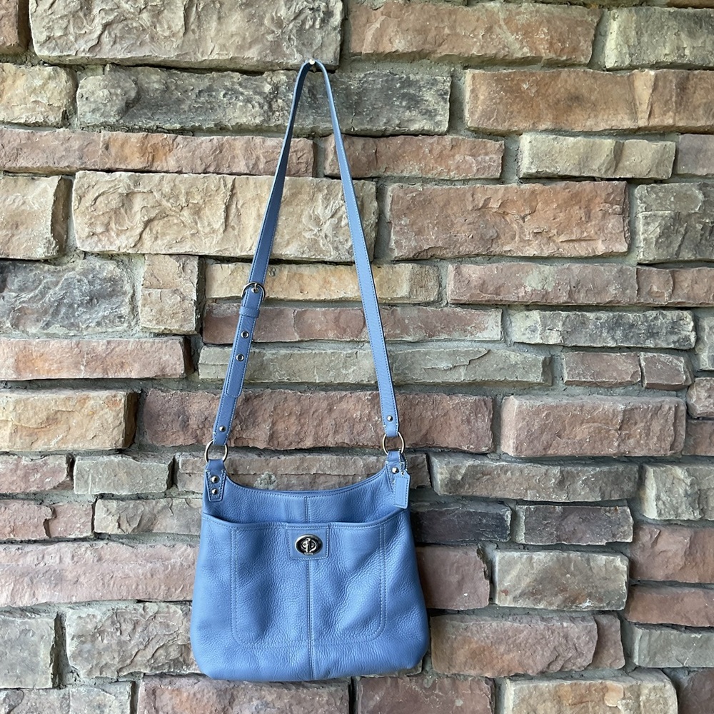 Coach Penelope Light Blue Pebble Leather Crossbody Bag F19265